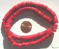 16 inch strand of 4x8mm Coral Rondelle